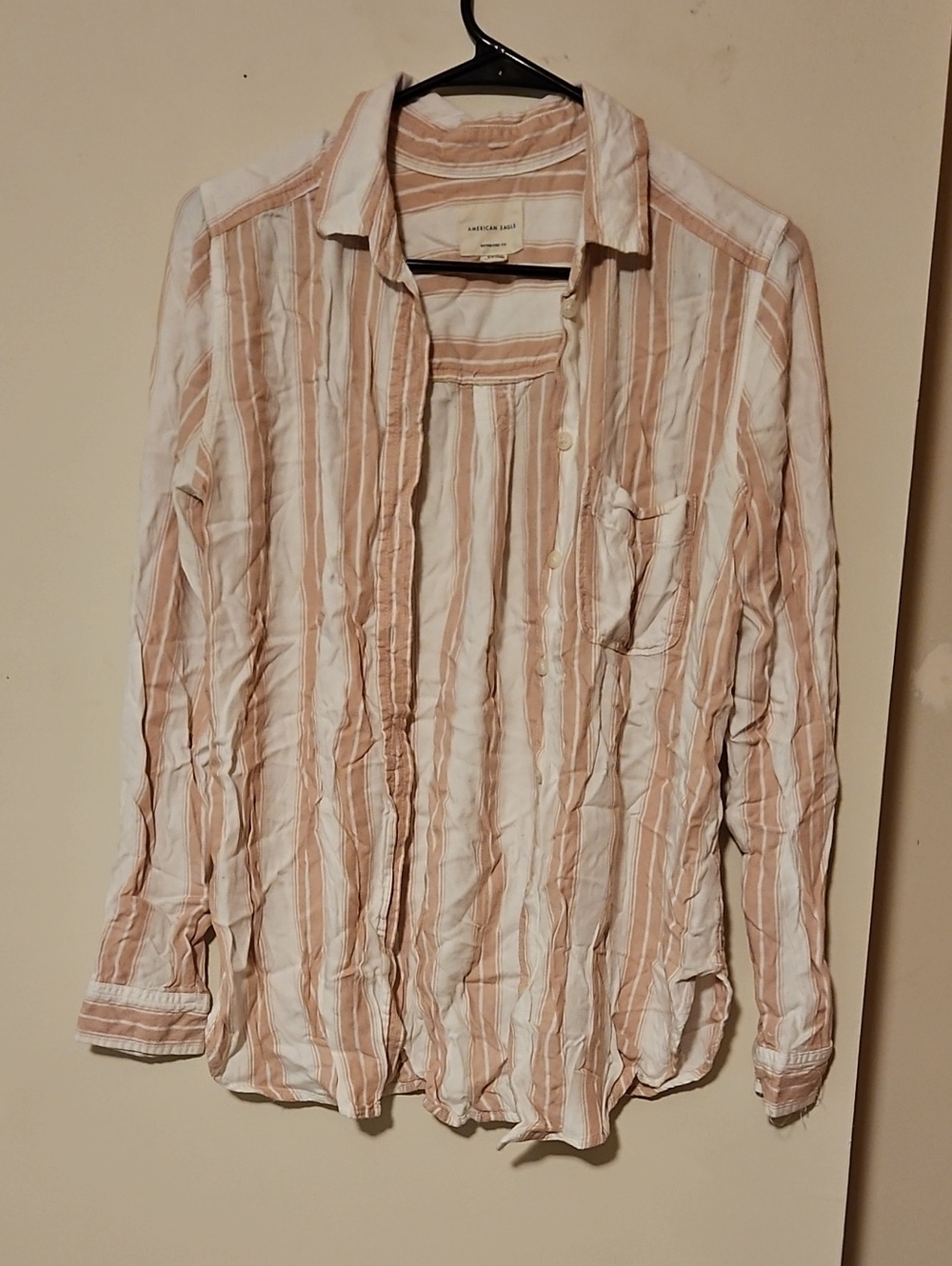 American Eagle Outfitters Peach-Striped Button Down Shirt